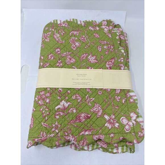 WILLIAMS SONOMA Spring Toile Table Runner Pink Green 16" x 90" NEW Reversible - Picture 4 of 6